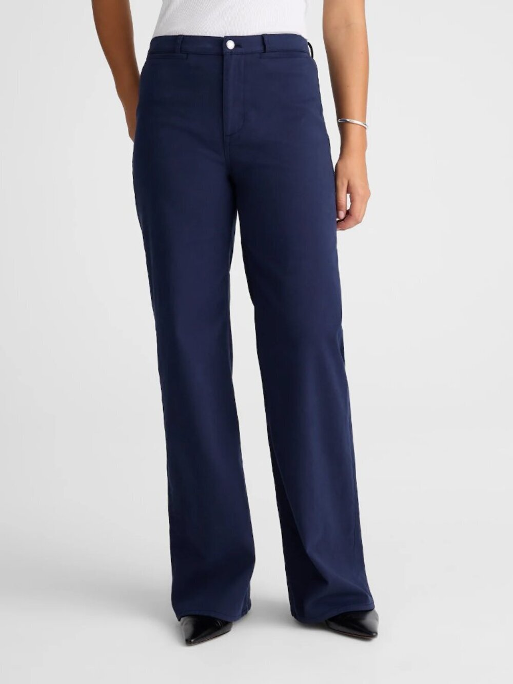 Madewell Wide-Leg High Rise Pants Twill Midnight Navy Size 32 NWT